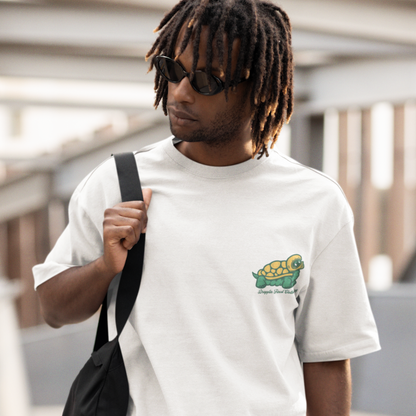 Take It Slow White Oversized Typography Back Printed T-shirt