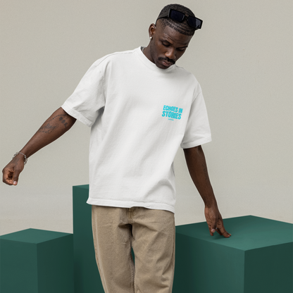 Echoes Premium White Oversized Typography Back Printed T-shirt