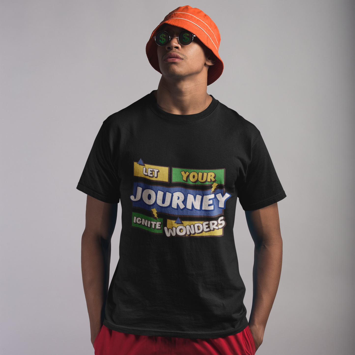 Ignite Black Crew Neck Graphic Printed T-shirt