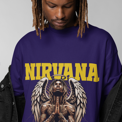 Nirvana Premium Purple Oversized Typography T-shirt