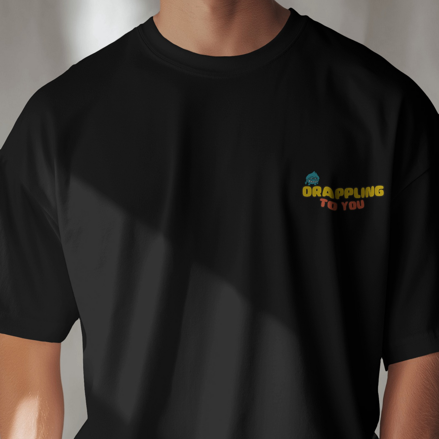 Drapplin To You Premium Black Oversized Typography Back Printed T-shirt