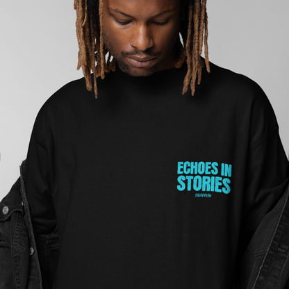 Echoes Premium Black Oversized Typography Back Printed T-shirt