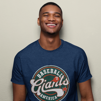 Giant Navy Blue Regular Crew Neck Graphic Printed T-shirt