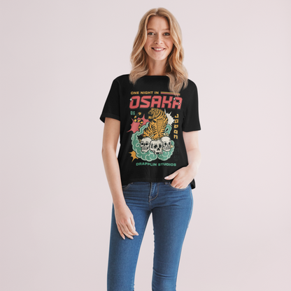 Osaka Unisex Black Relaxed Fit Printed T-shirt
