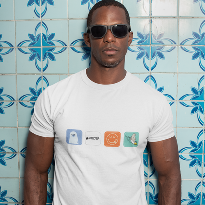 Drapplin Boxes White Crew Neck Graphic Printed T-shirt