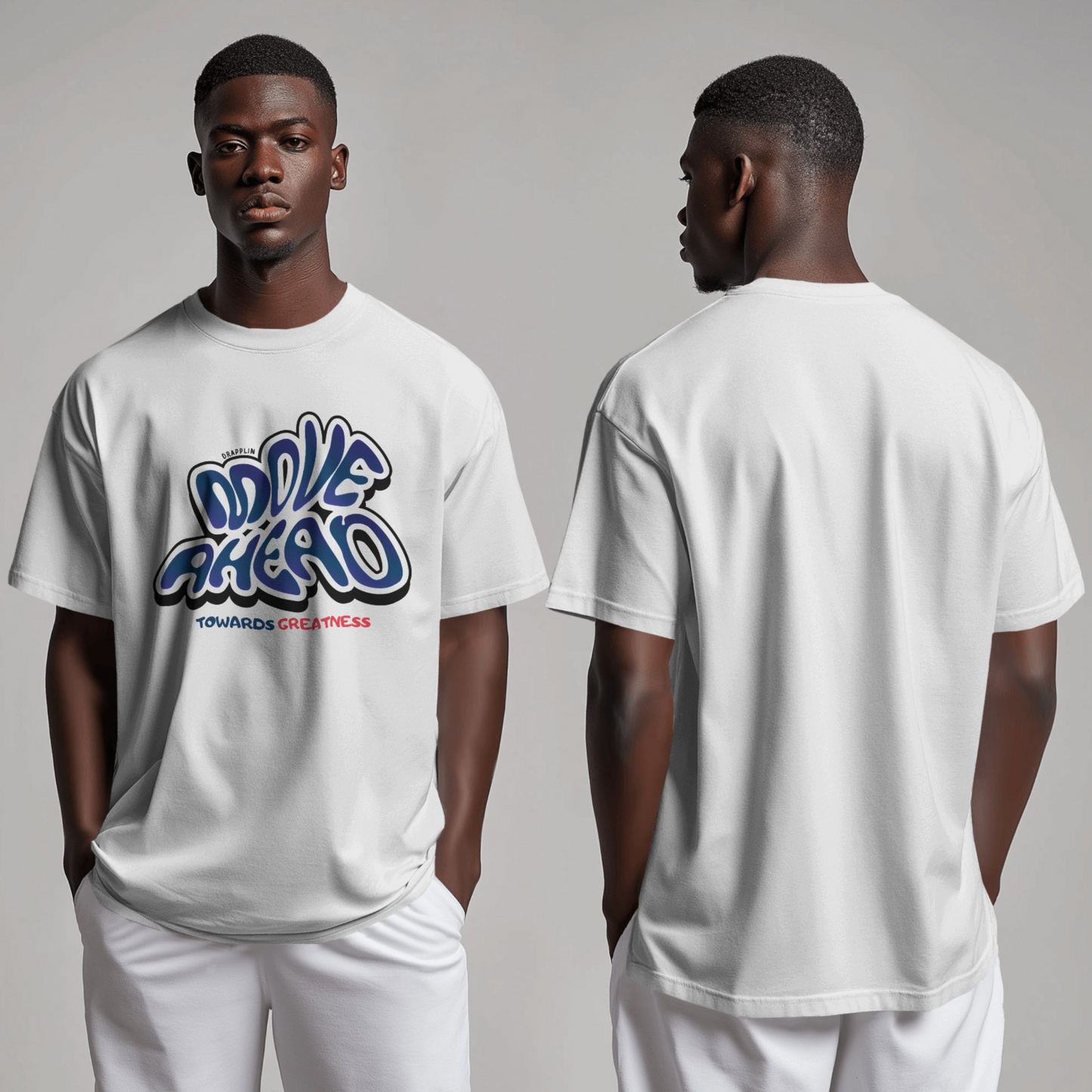 Move Premium White Oversized Typography Printed T-shirt