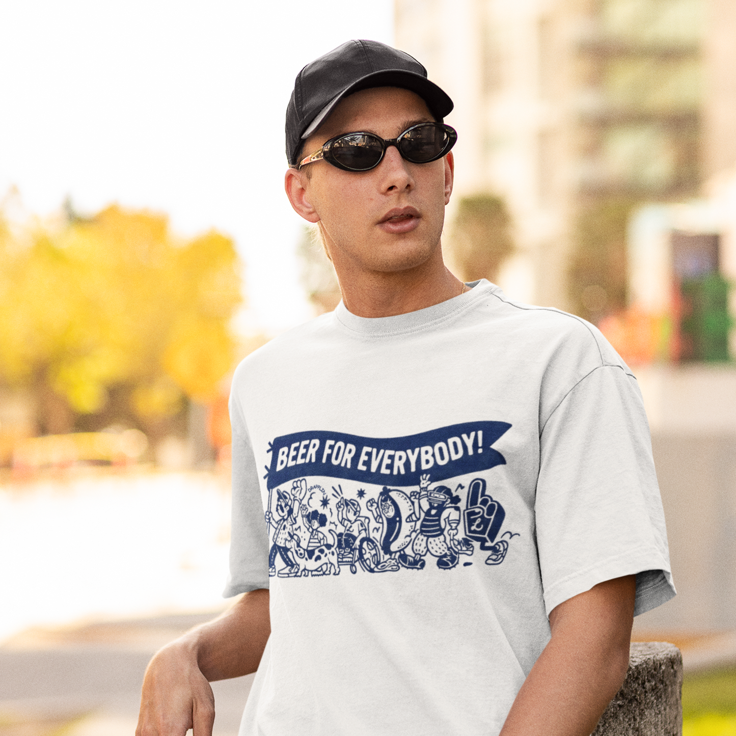 Beer Premium White Oversized Printed T-shirt