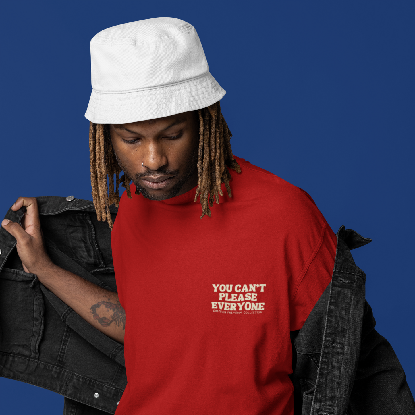 Can't Please Everyone Premium Red Oversized Typography Back Printed T-shirt