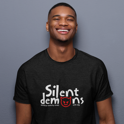 Silent Demons Black Crew Neck Graphic Printed T-shirt