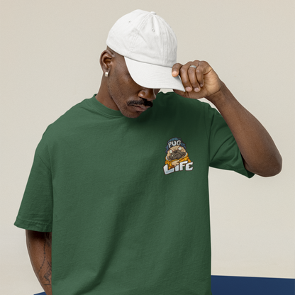 Pug Life Premium Forest Green Oversized Typography Back Printed T-shirt