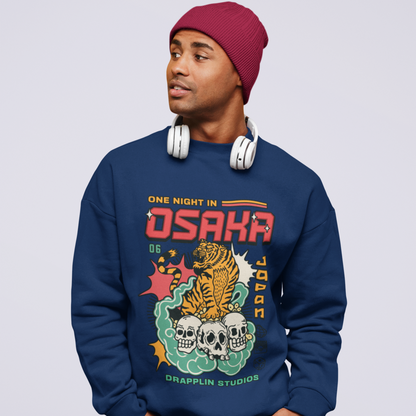 Osaka Navy Blue Regular Typographic Printed Sweatshirt
