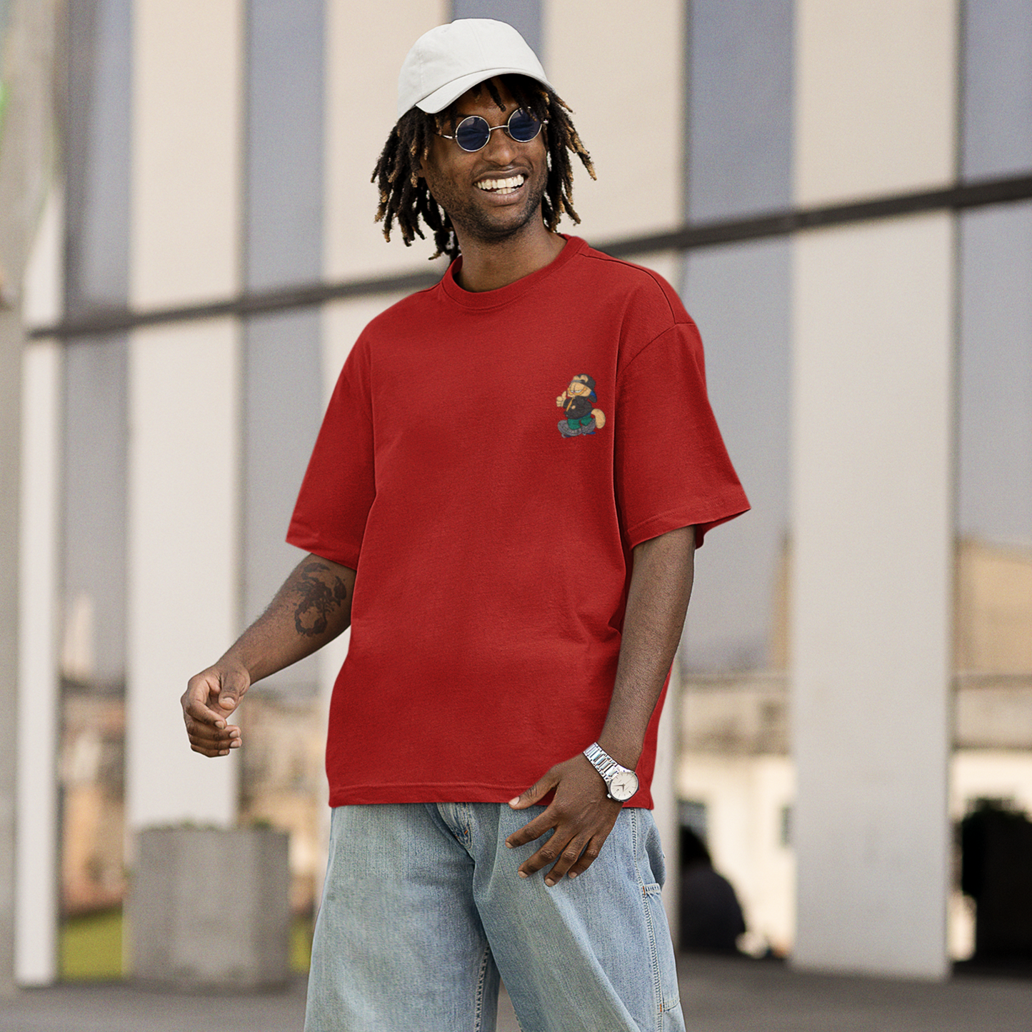 Garfield Premium Red Oversized Typography Back Printed T-shirt