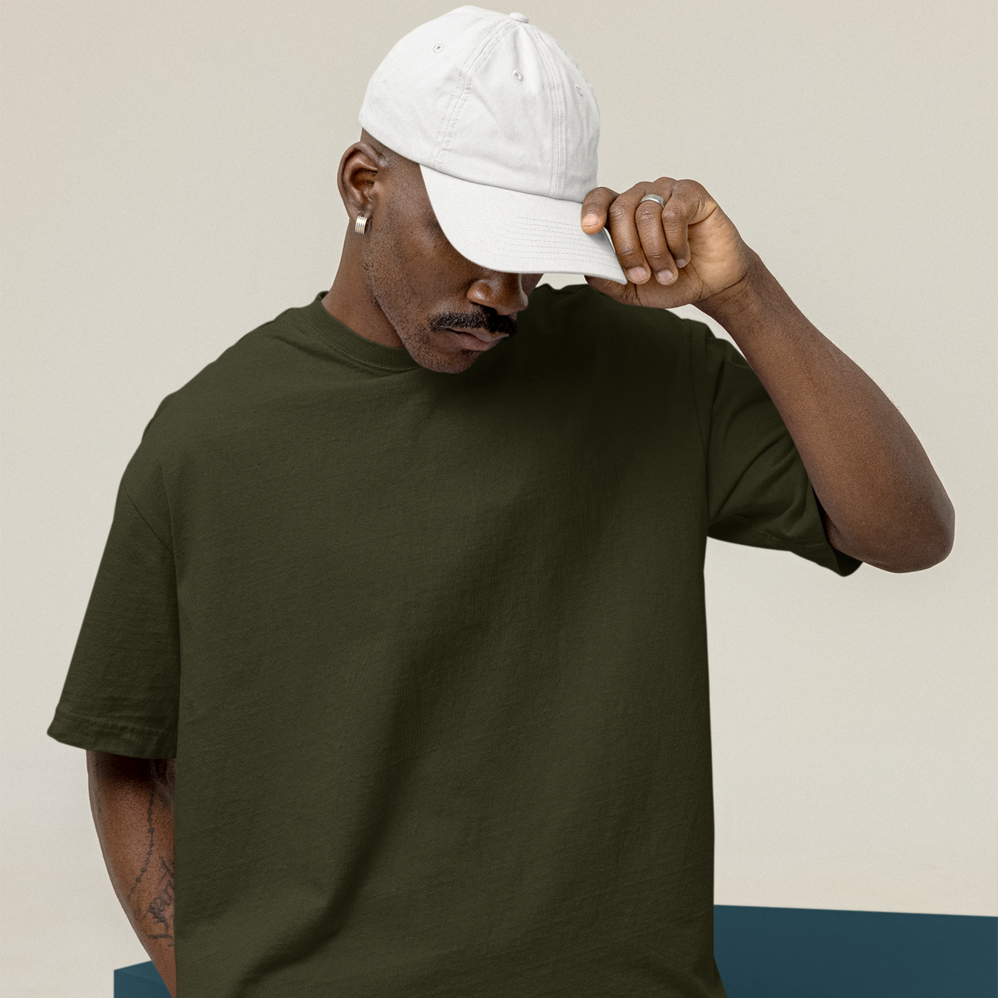 Premium Olive Green Oversized Solid Plain T-shirt