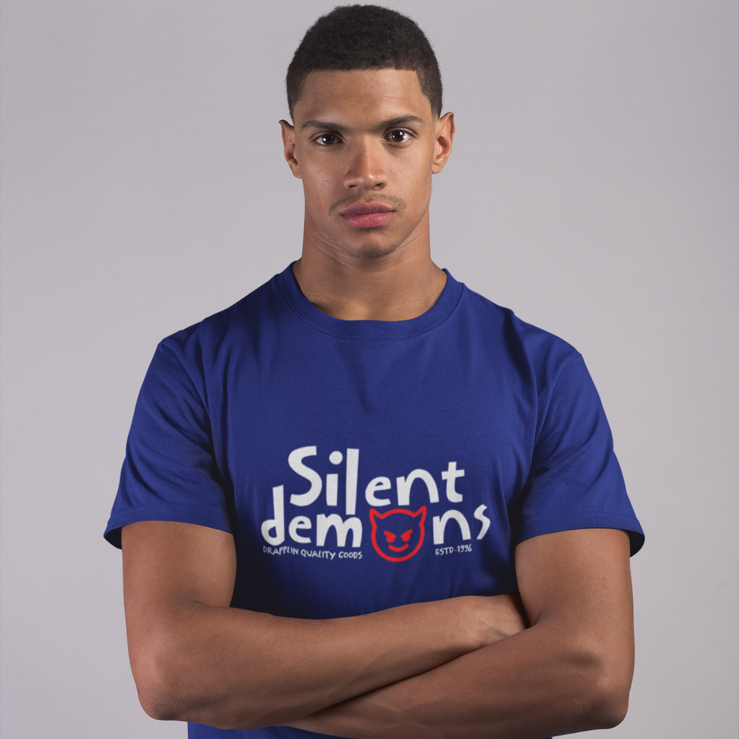 Silent Demons Royal Blue Crew Neck Graphic Printed T-shirt