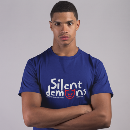 Silent Demons Royal Blue Crew Neck Graphic Printed T-shirt