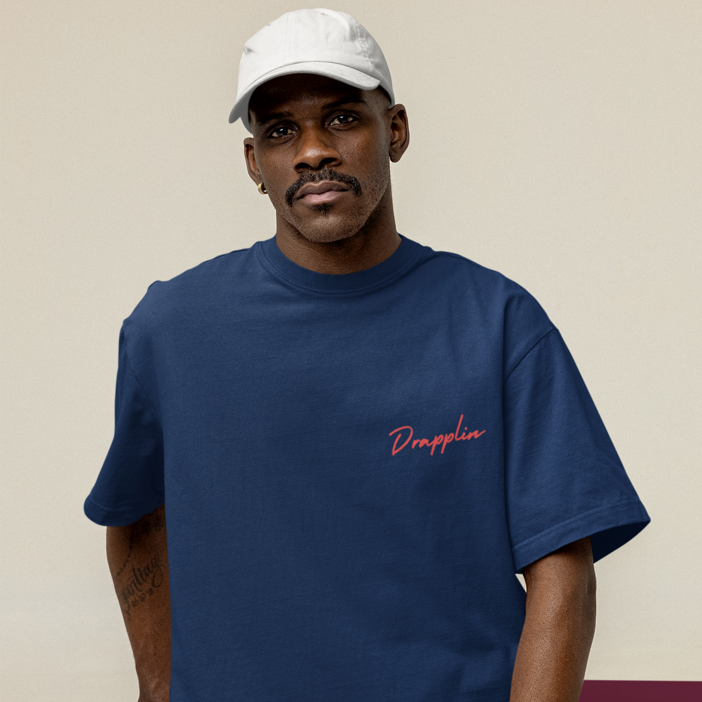 No Stress Premium Navy Blue Oversized Typography Back Printed T-shirt