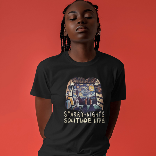 Solitude Black Woman Regular Fit Printed T-shirt