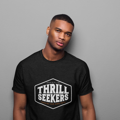 Thrill Seekers Black Crew Neck Graphic Printed T-shirt