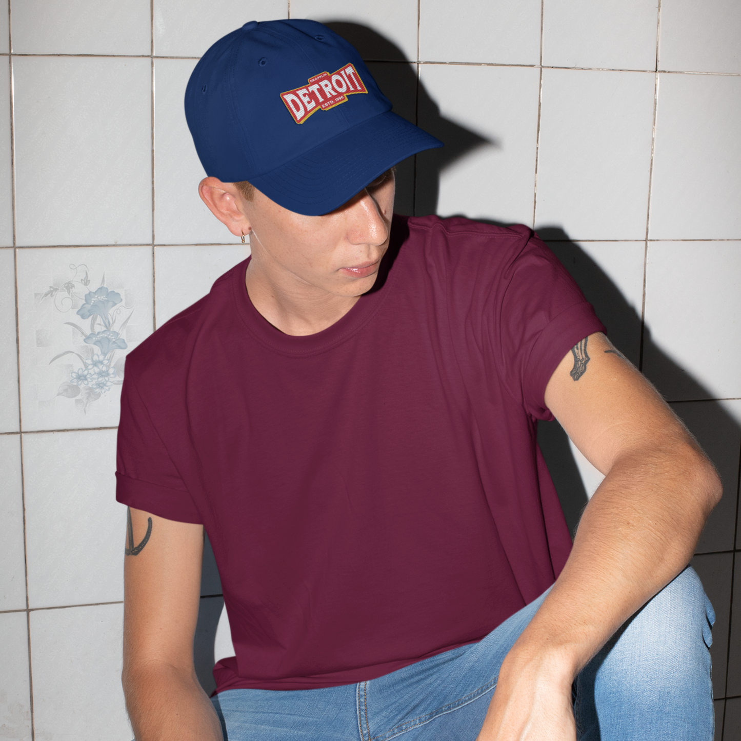 Unisex Detroit Patch Premium Navy Blue Baseball Cap