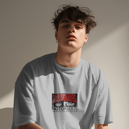 Notorious Premium Grey Mélange Oversized Typography Printed T-shirt