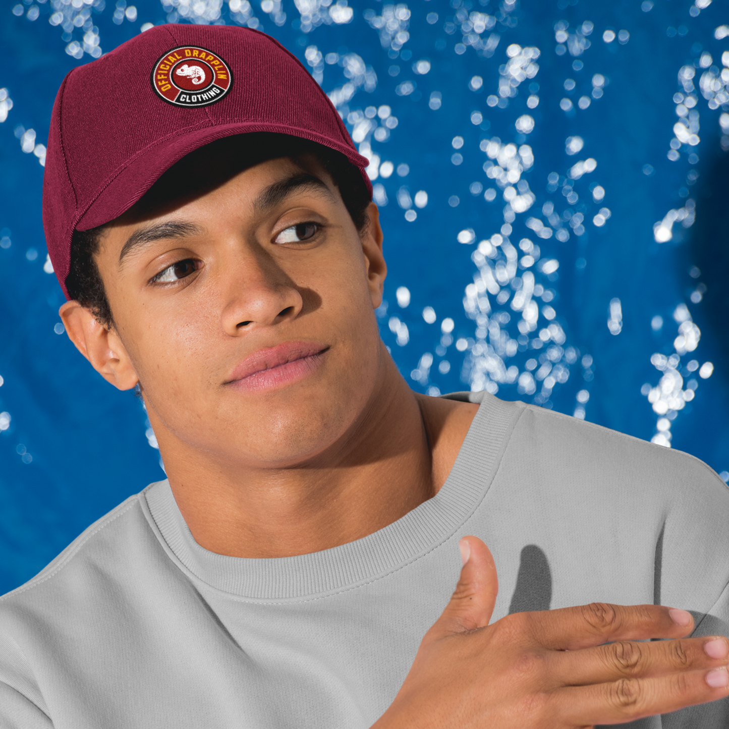 Unisex Drapplin Clothing Patch Premium Maroon Baseball Cap