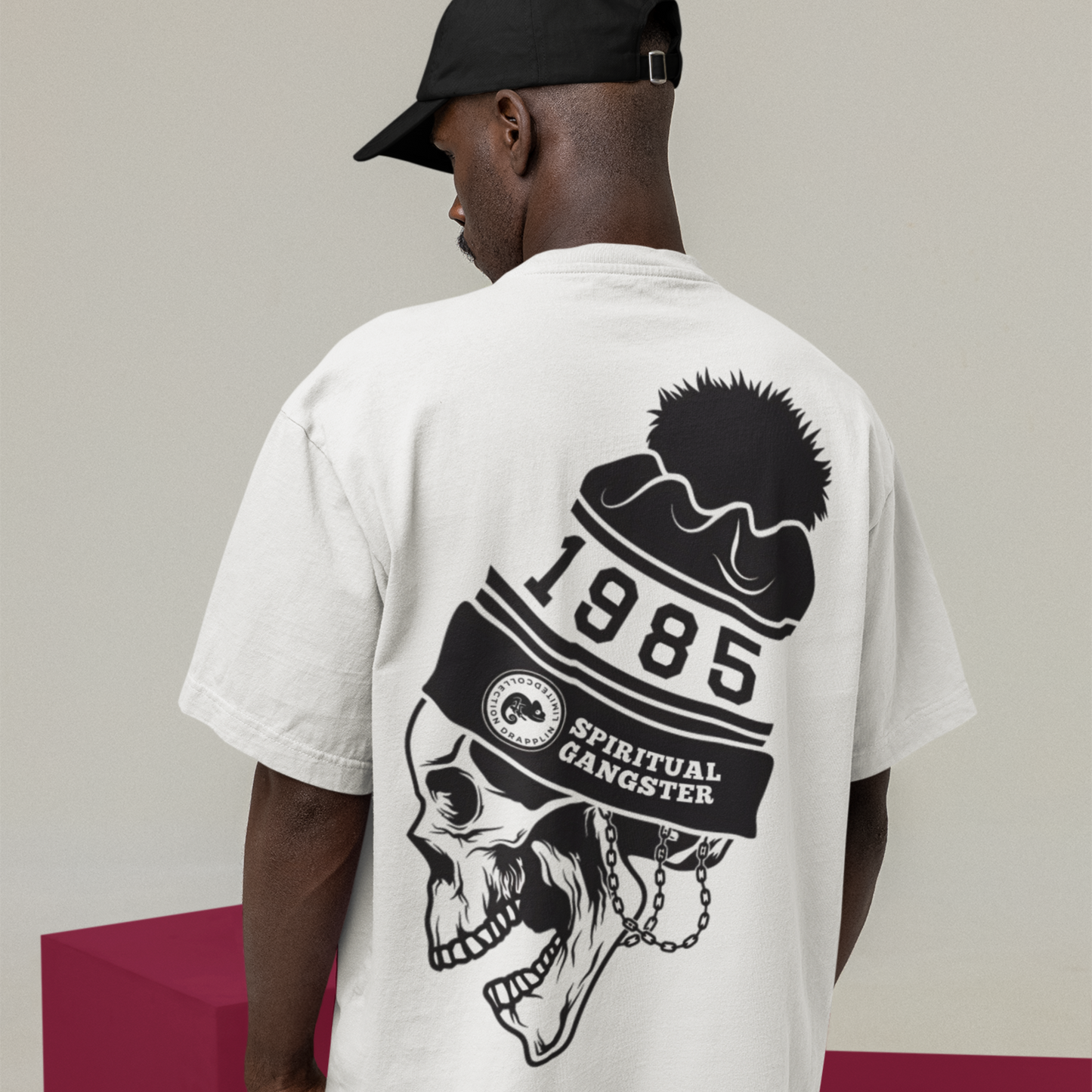 Spiritual Gangster Premium White Oversized Typography Back Printed T-shirt