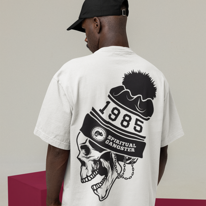 Spiritual Gangster Premium White Oversized Typography Back Printed T-shirt