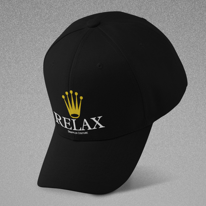 Unisex Black Relax Premium Embroidered Baseball Cap