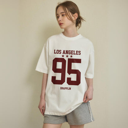 Los Angles Varsity Off White Oversized Printed T-shirt