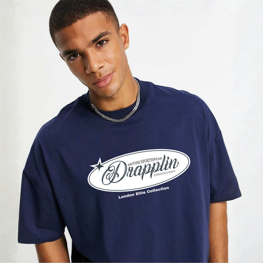 Drapplin London Navy Blue Unisex Premium Oversized T-shirt