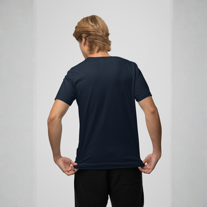 Stay Calm Regular Navy Blue Crew Neck Printed T-shirt