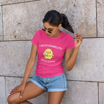 Stability Premium Pink Crew Neck Woman's Printed T-shirt
