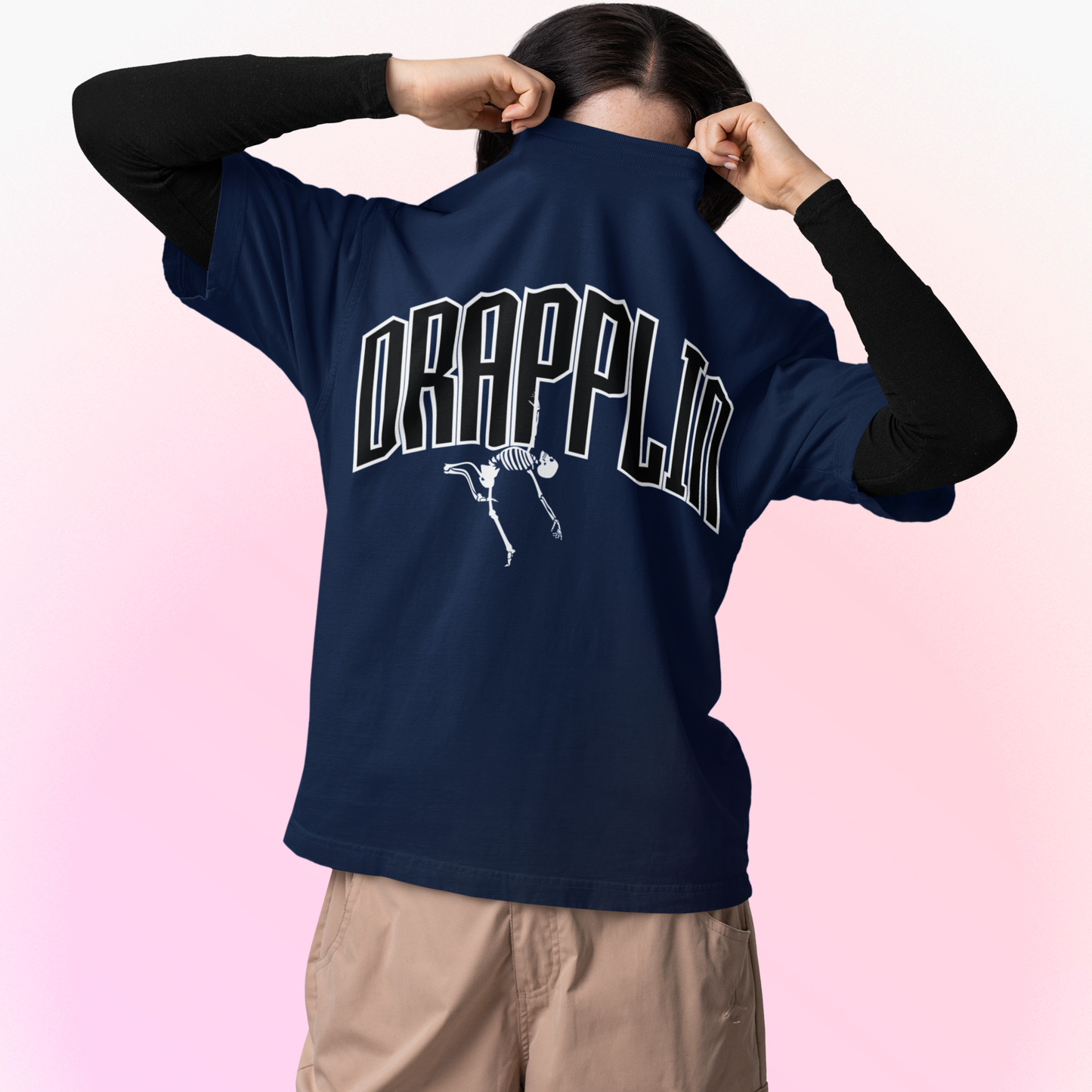 Drapplin Dance Navy Blue Oversized Printed T-shirt