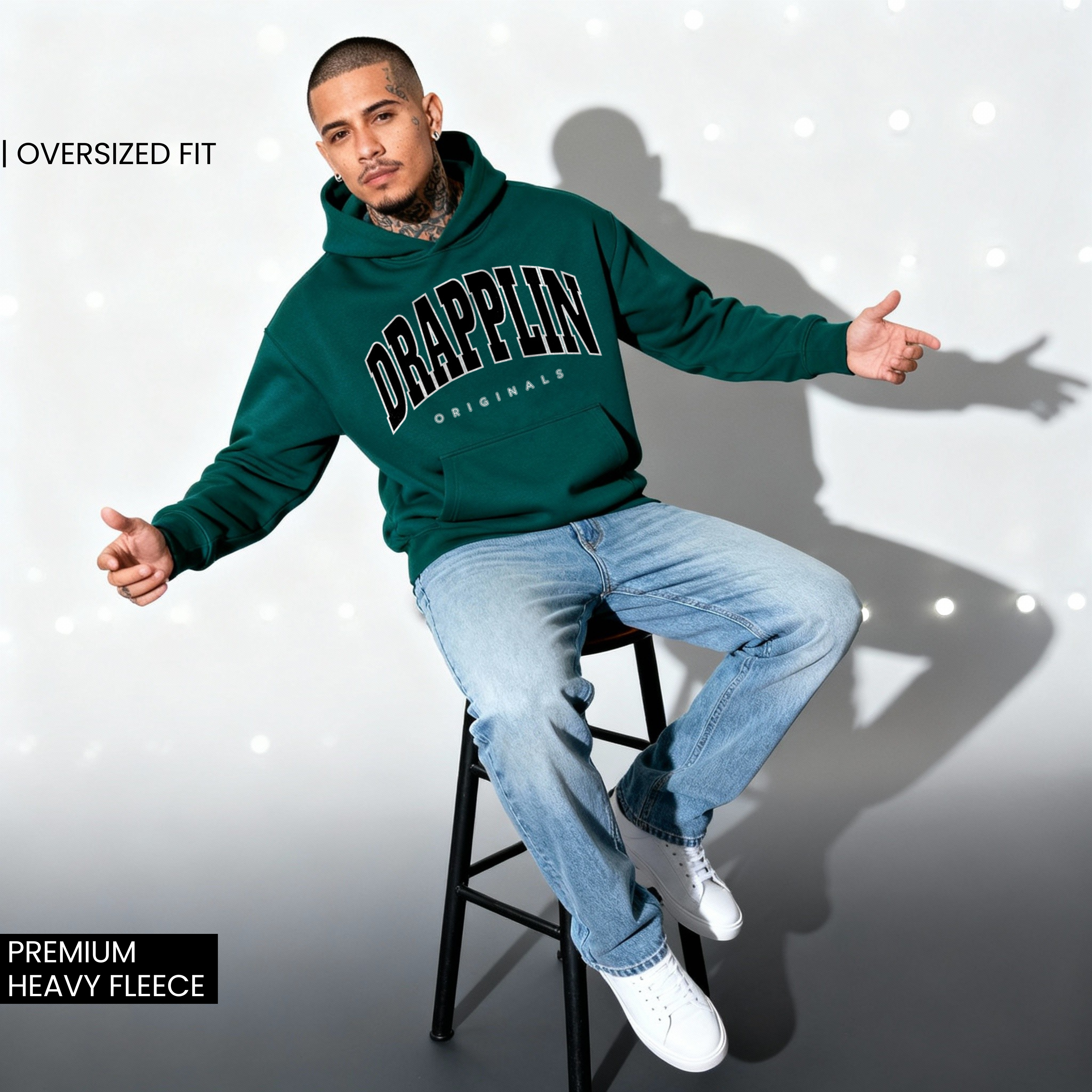 Drapplin Originals Premium Unisex Bottle Green Oversized Hoodie