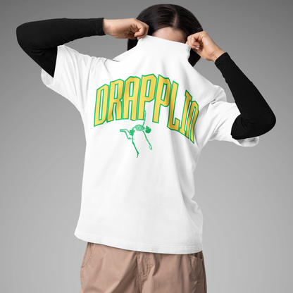 Drapplin Dance White Oversized Printed T-shirt