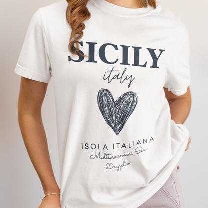 Sicily Premium White Crew Neck Printed T-shirt
