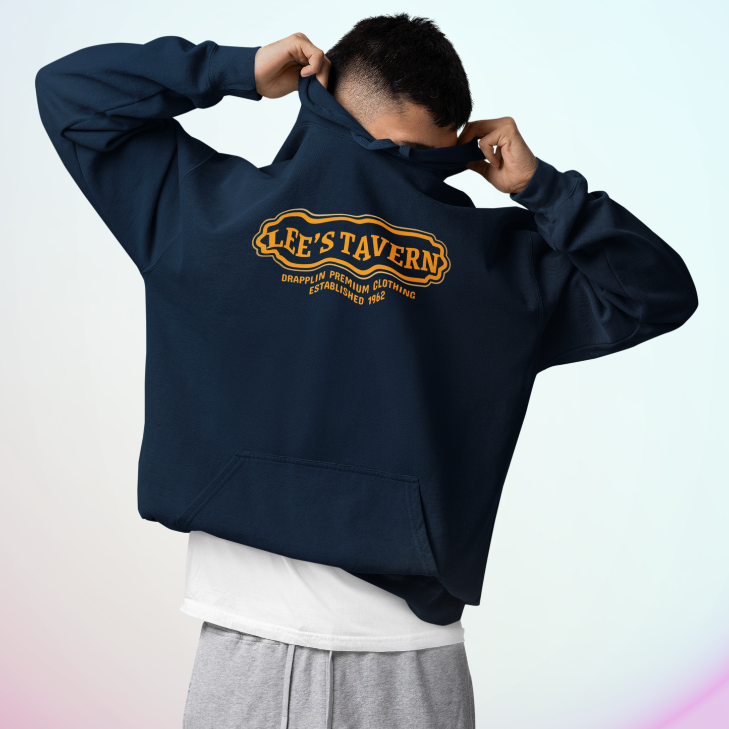Tavern Unisex Regular Fit Navy Blue Printed Hoodie