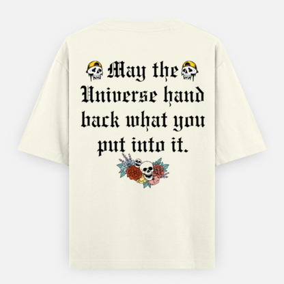 Universe Unisex Off White Premium Oversized Typographic Printed T-shirt
