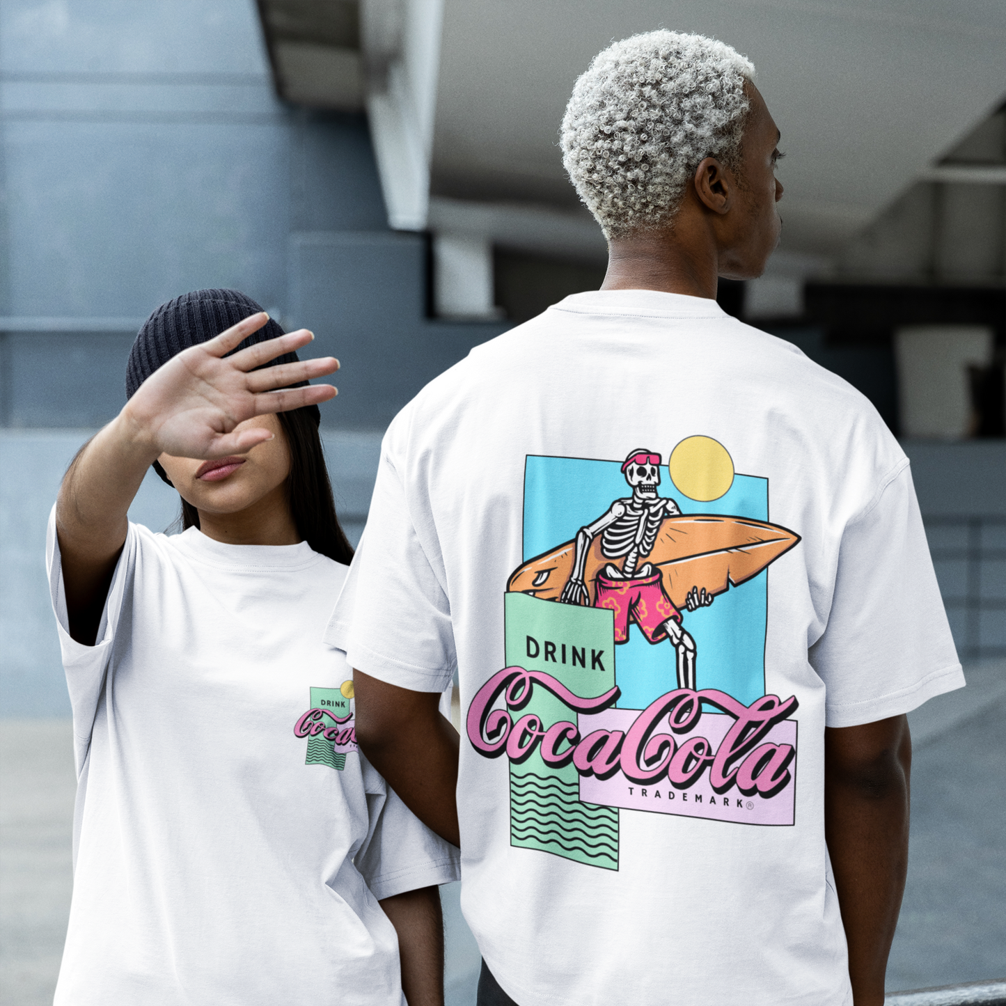 Coca-Cola Premium White Oversized Typography Back Printed T-shirt