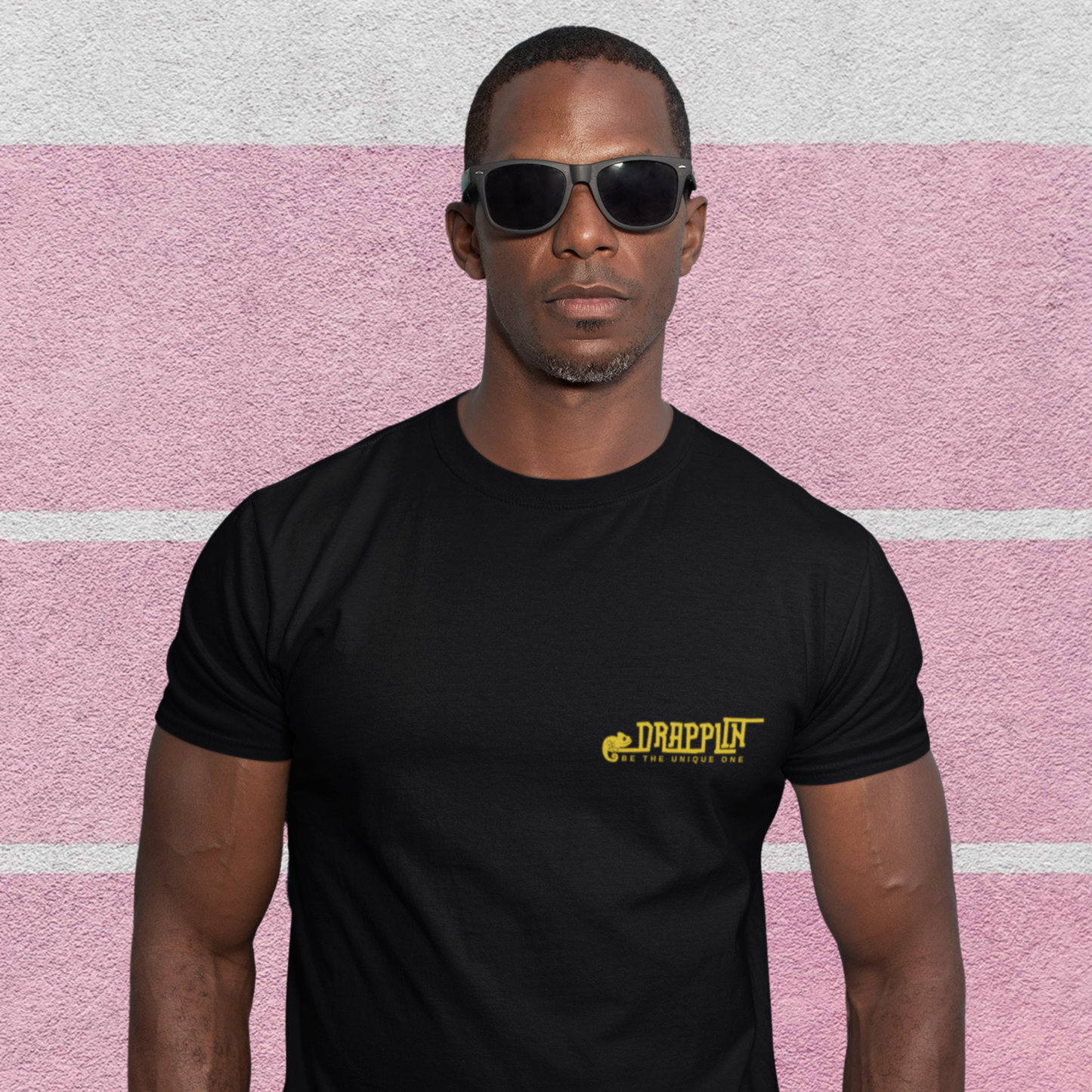 Drapplin Logo Black Crew Neck Embroidered T-shirt