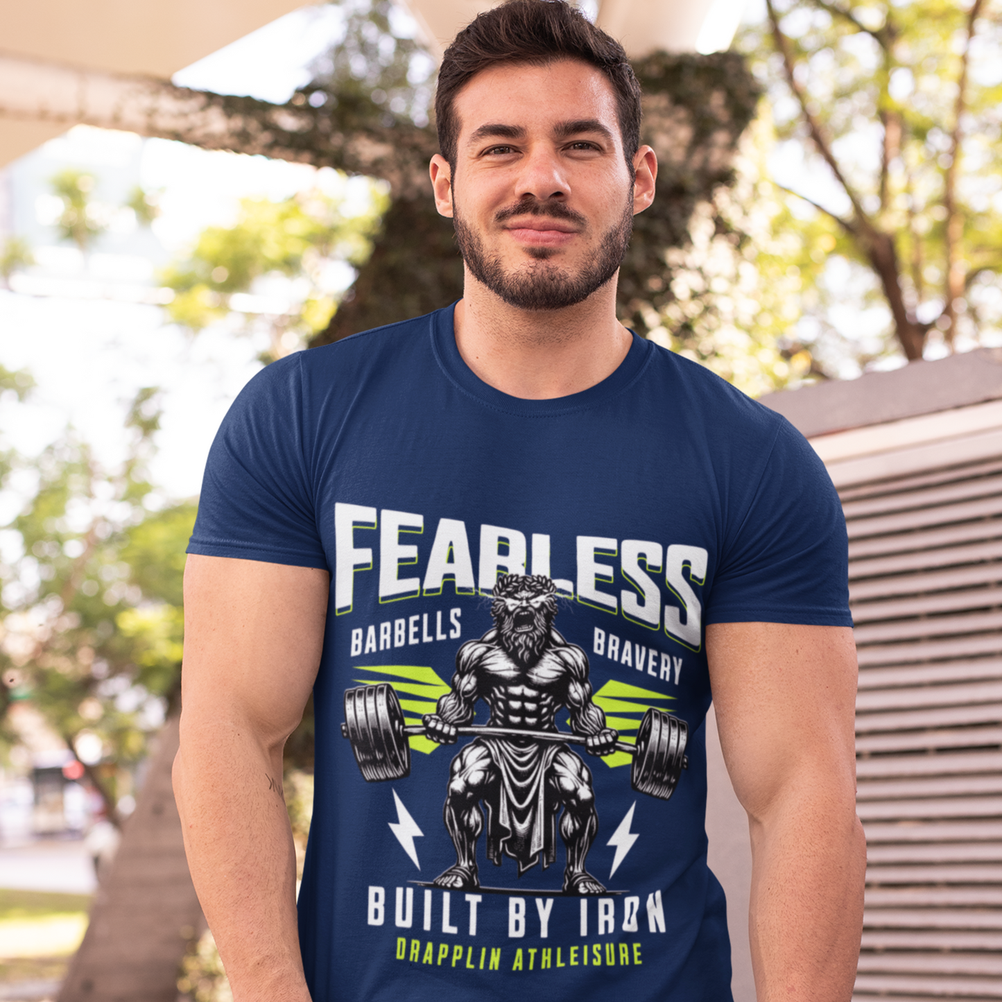 Fearless Navy Blue Crew Neck Graphic Printed T-shirt