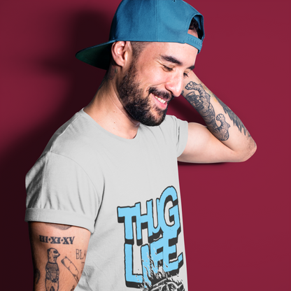 Thug Life Grey Mélange Crew Neck Graphic Printed T-shirt