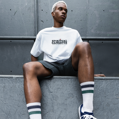 Spiritual Gangster Premium White Oversized Typography Back Printed T-shirt
