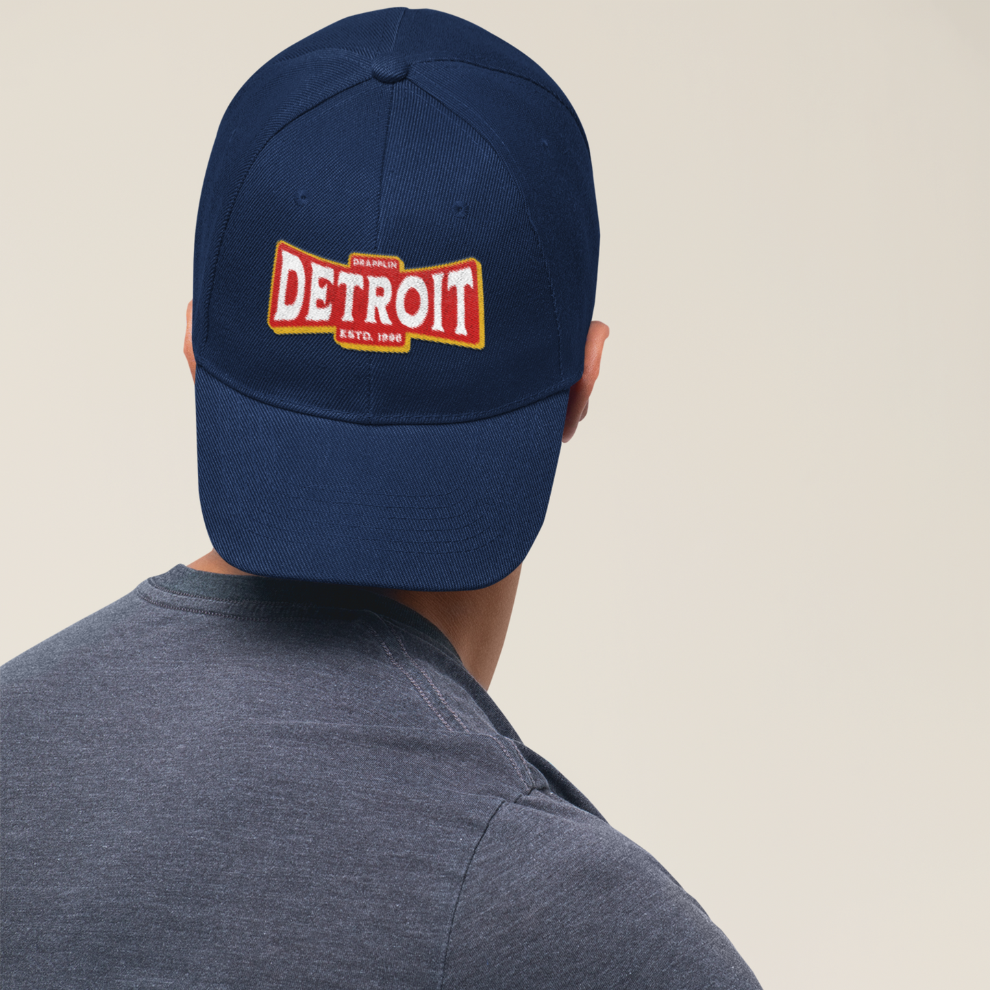 Unisex Detroit Patch Premium Navy Blue Baseball Cap