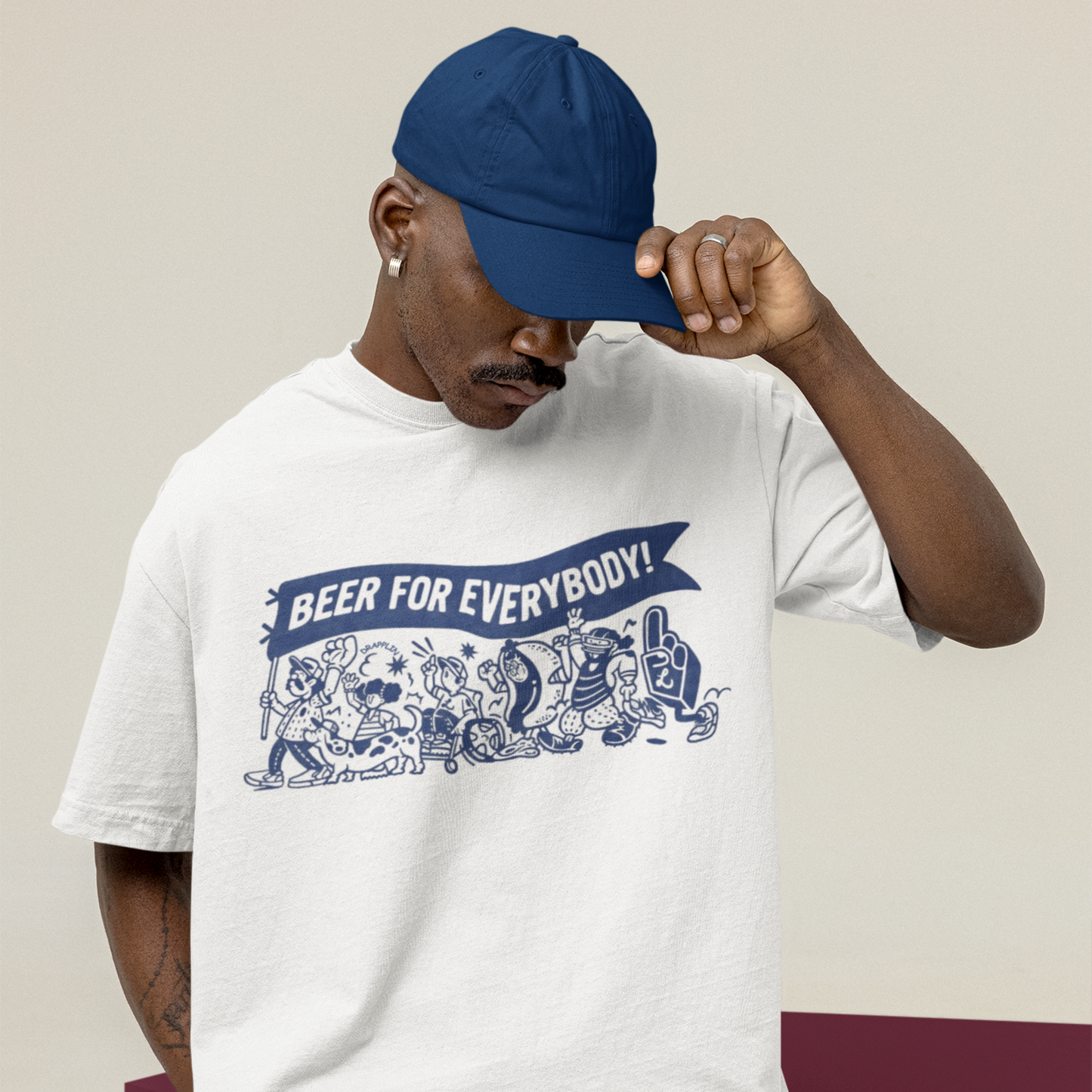 Beer Premium White Oversized Printed T-shirt