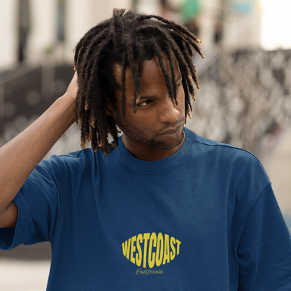 Westcoast Premium Navy Blue Oversized Typography Back Printed T-shirt