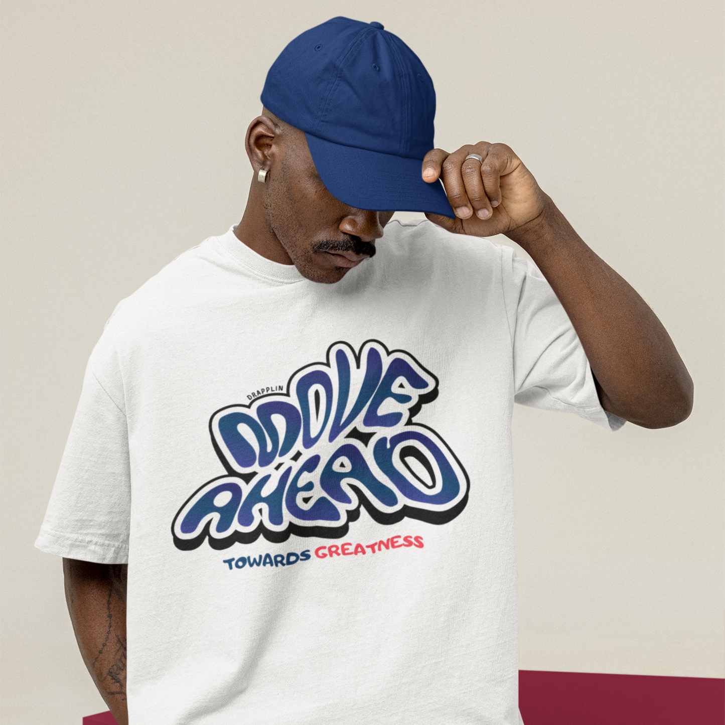 Move Premium White Oversized Typography Printed T-shirt