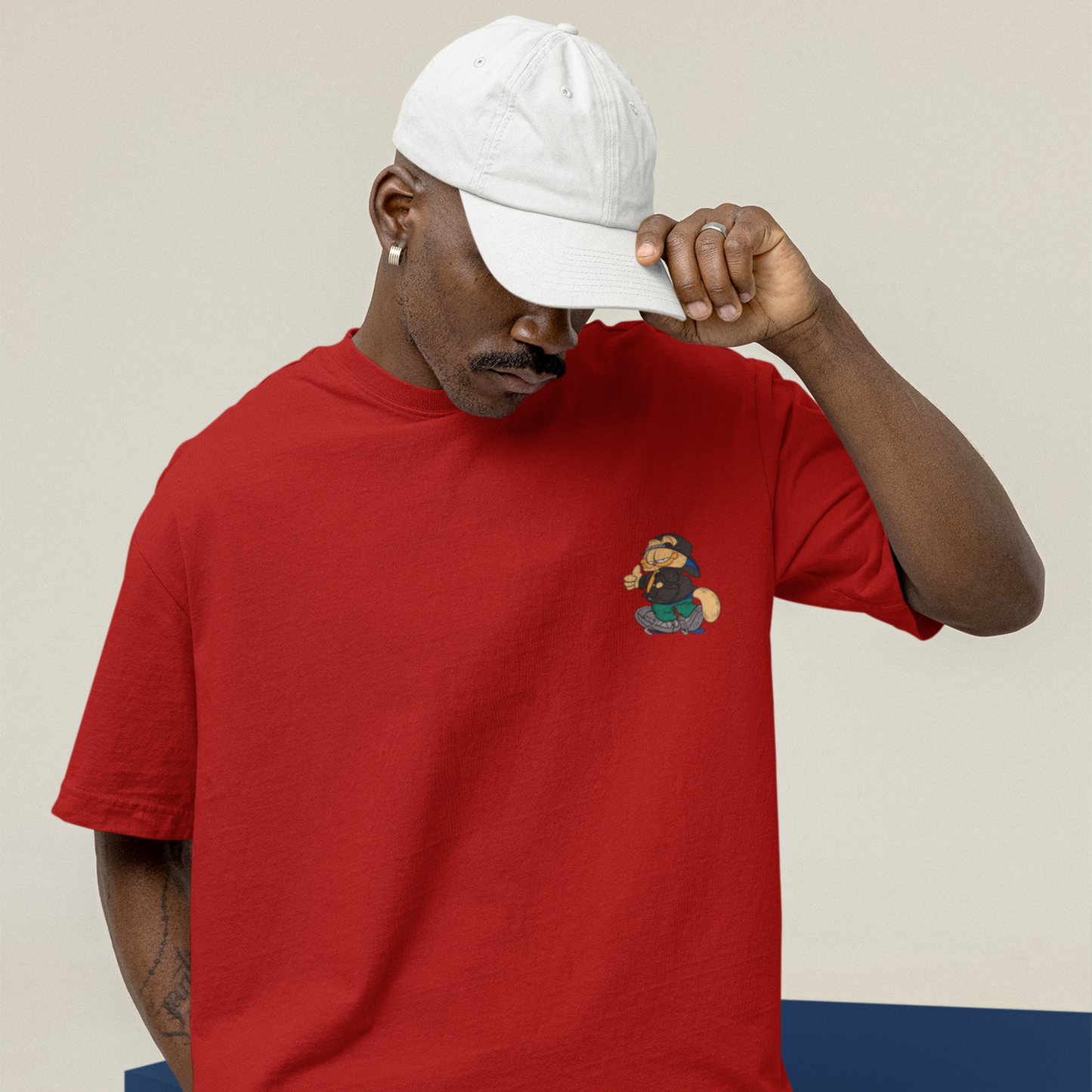 Garfield Premium Red Oversized Typography Back Printed T-shirt