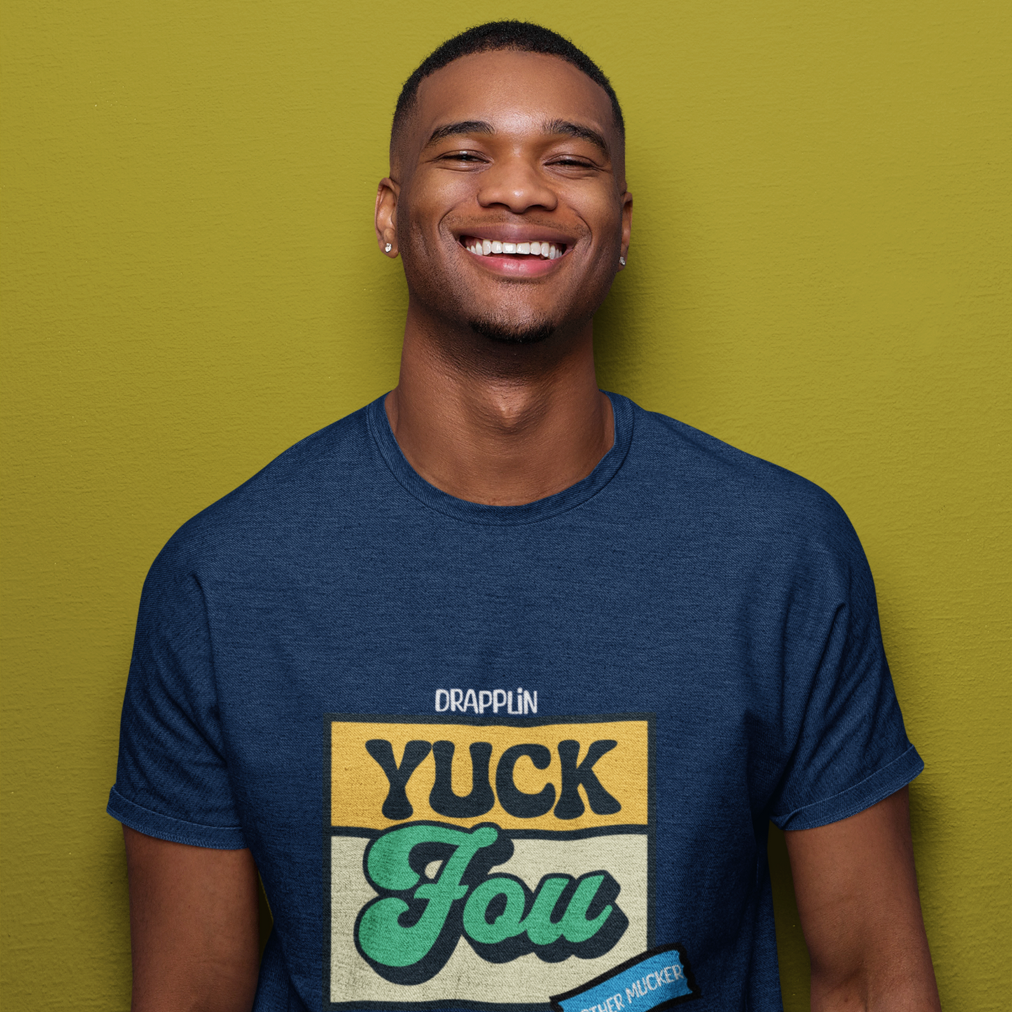 Yuck Fou Navy Blue Crew Neck Graphic Printed T-shirt