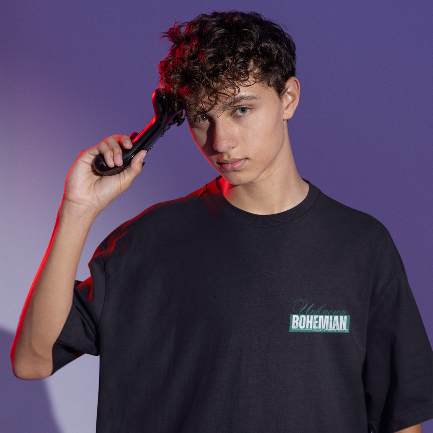 Unknown Bohemian Premium Black Oversized Typography Back Printed T-shirt